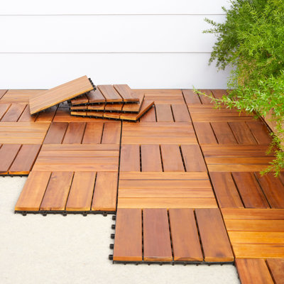 12'' L x 12'' W Wood Tile in Brown