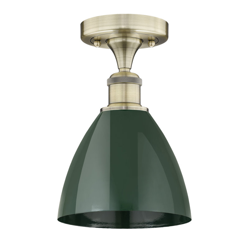Riegelsville Semi Flush Mount, Antique Brass, Green