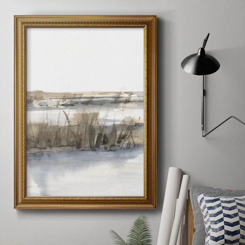 Toile encadrée de qualité supérieure bleu-gris Marsh III - prête à être accrochée, H 20 po x l 16 po x P 2,5 po