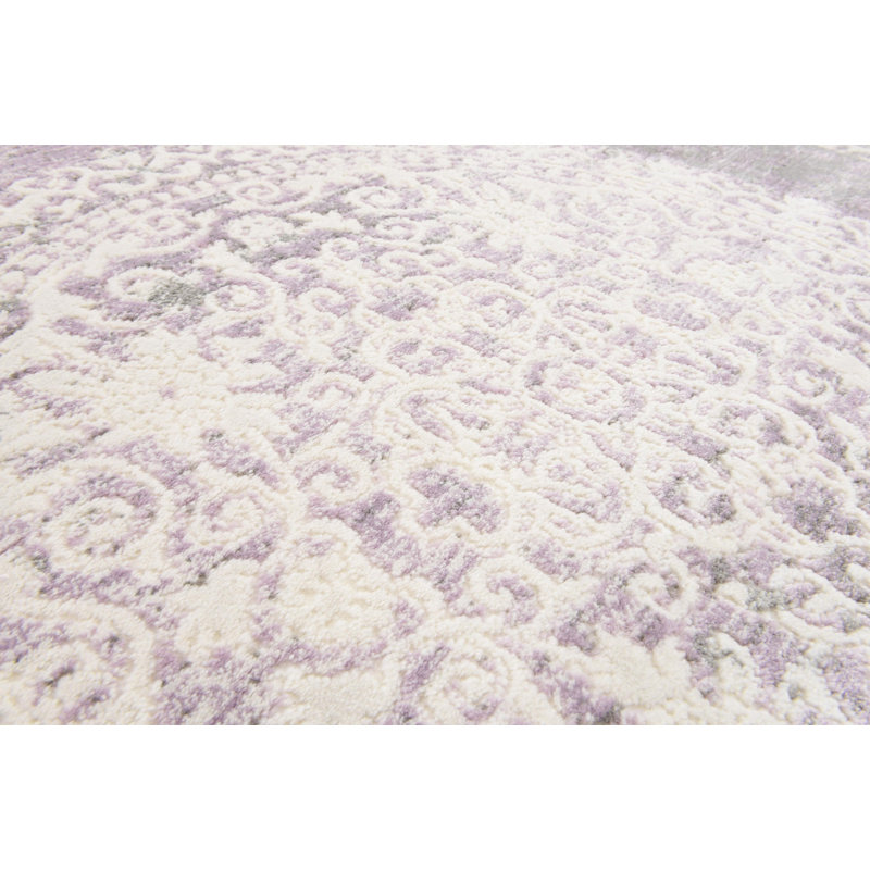 Malynn Oriental Area Rug, Rectangle 5'1" x 8', Purple/Beige