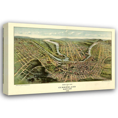 Lark Manor™ Vintage Maps Gallery Wrapped Canvas Art Titled: Cumberland-Maryland 1906 52824