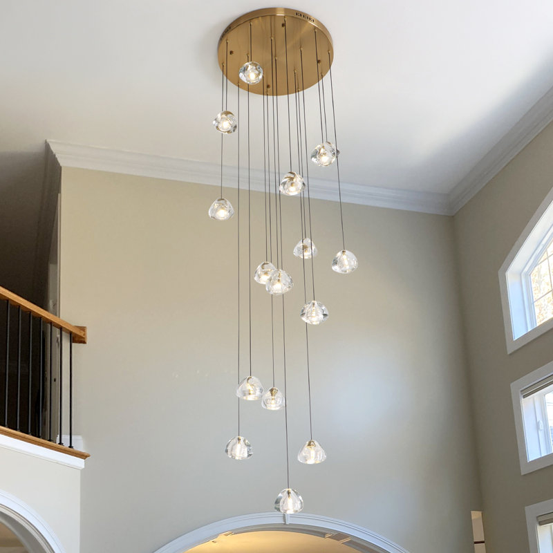 Grand lustre suspendu 16 lumières 118 po Rosenthal, Laiton