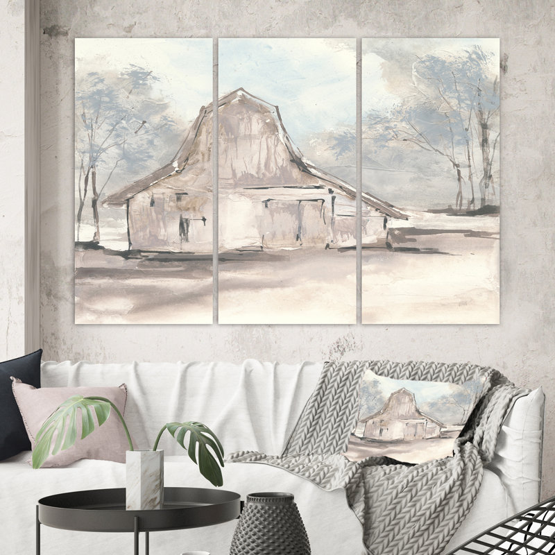 « campagne grange gray vi », reproduction d’image multi-pièces sur toile, H 28 po x l 36 po x P 1 po