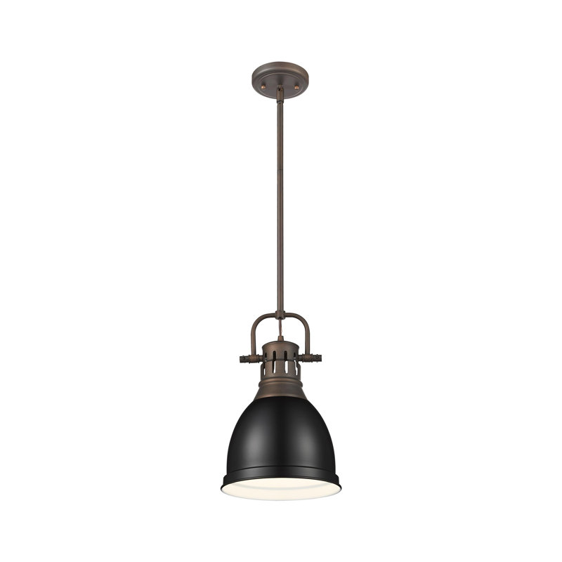 Petit luminaire suspendu avec tige Aljona, H 14,25 po x l 8,875 po x P 8,875 po, Bronze huilé, Noir mat