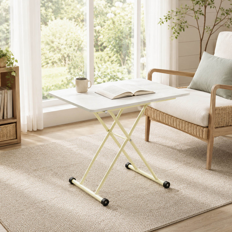Table pliante réglable avec roulettes pour une utilisation intérieure et extérieure