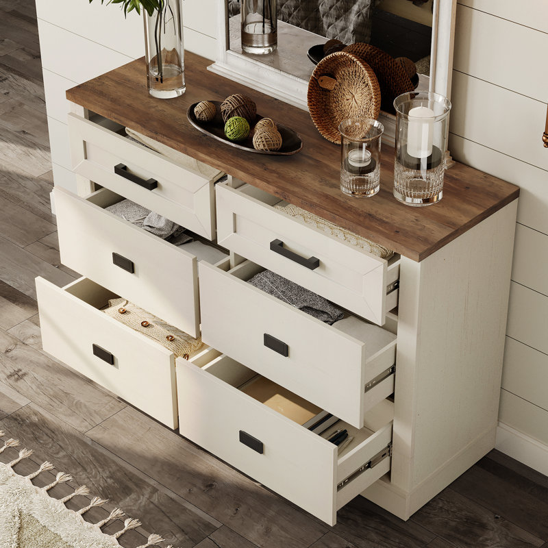 Commode 6 tiroirs 94,5 po Laziza, Blanc