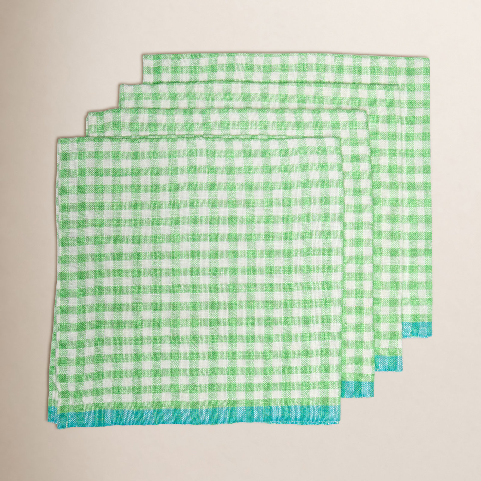 Reversible Linen Napkin, Lime/Aqua