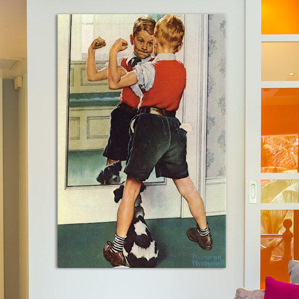 «The Muscleman Gros plan» par Norman Rockwell - reproduction, H 26 po x l 18 po x P 1,5 po