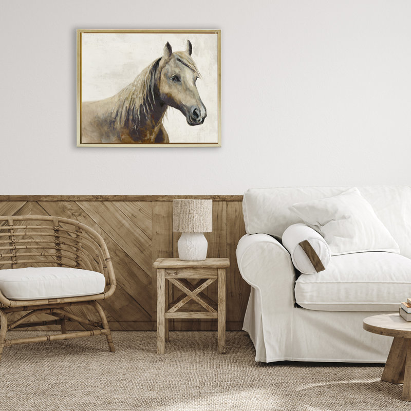 Cadre flottant Sea Biscuit Horse, design par Jacob Q, H 17 po x l 21 po, Cadre flottant métallique doré
