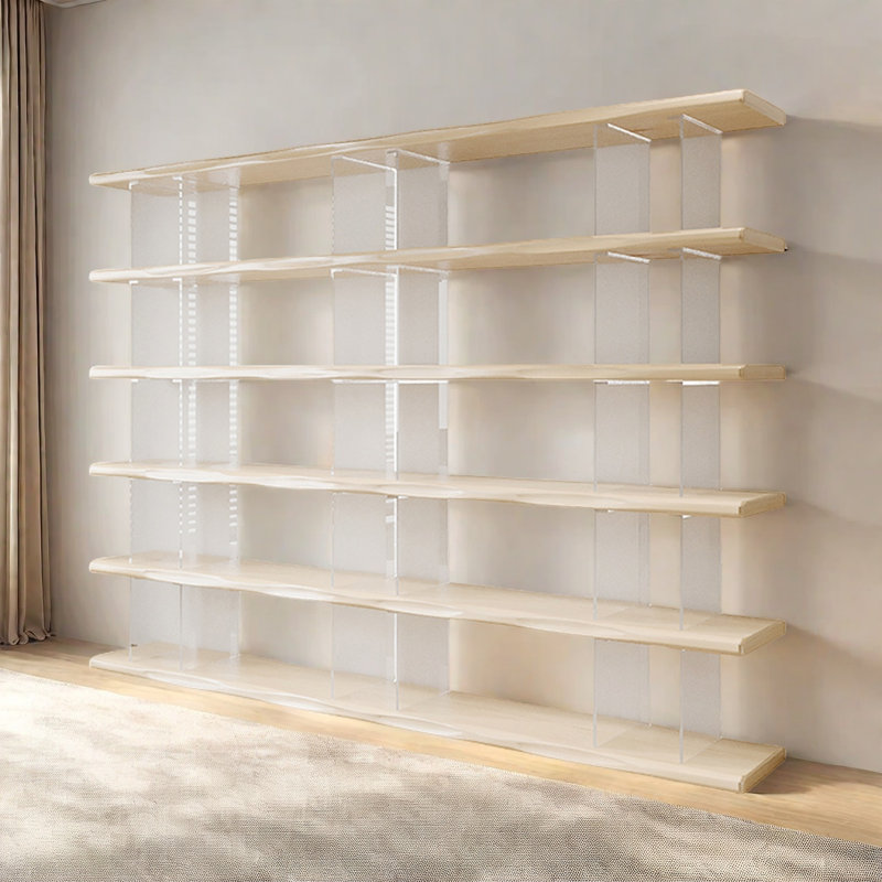 A bookcase with modern charm, 78.7"H x 125.9"W x 13.7"D