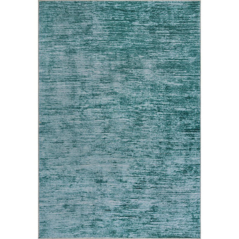 Tapis contemporain de couleur sarcelle Ikhasa, Rectangle 6 pi x 9 pi