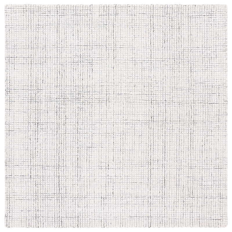 Tapis ivoire / gris touffeté à la main Rowe, Carré 6 pi