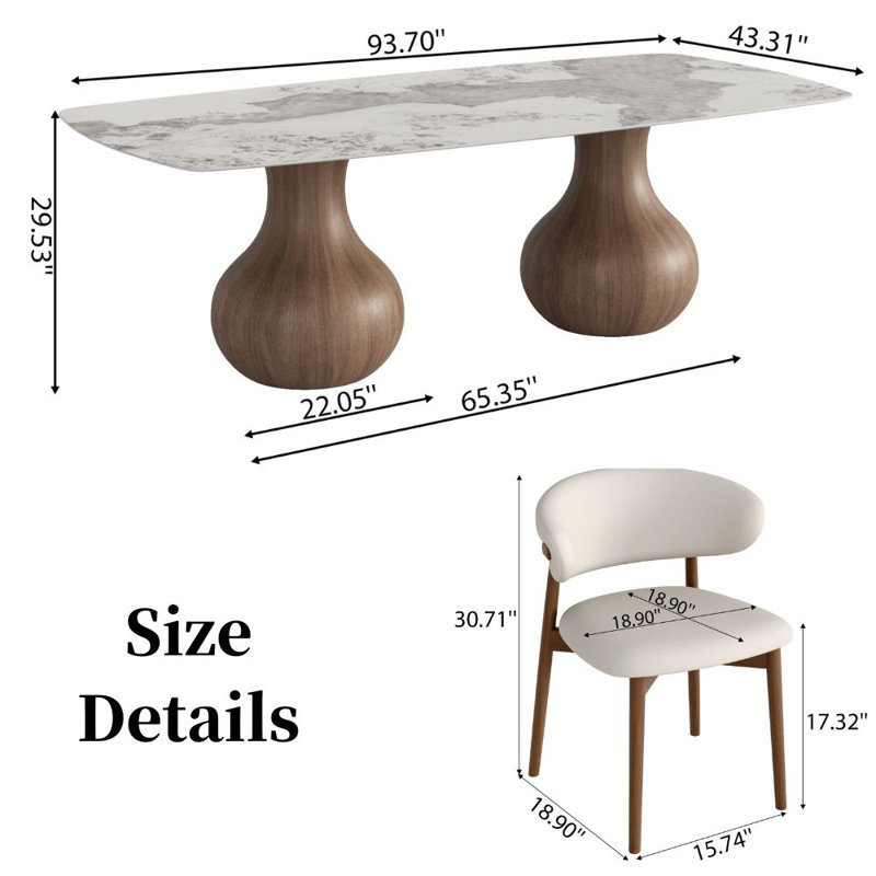 Otelia 11Pcs Large Dining Set, 29.53"H x 93.7"L x 43.3"W, 11 Pieces: Table, 10 Chairs