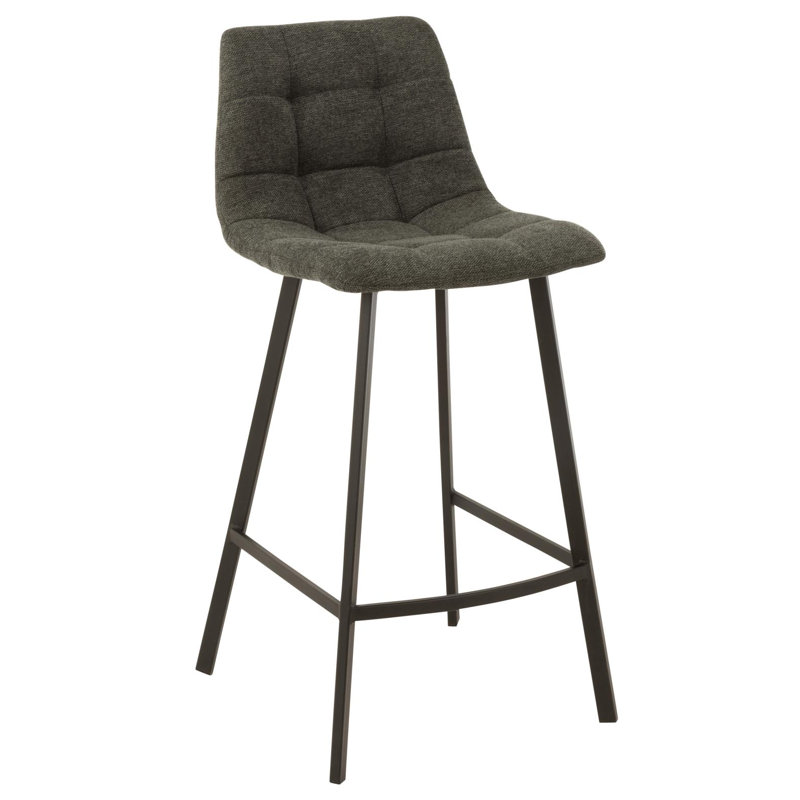 Daishanae Upholstered Bar Stool with Steel Frame, Dark Grey
