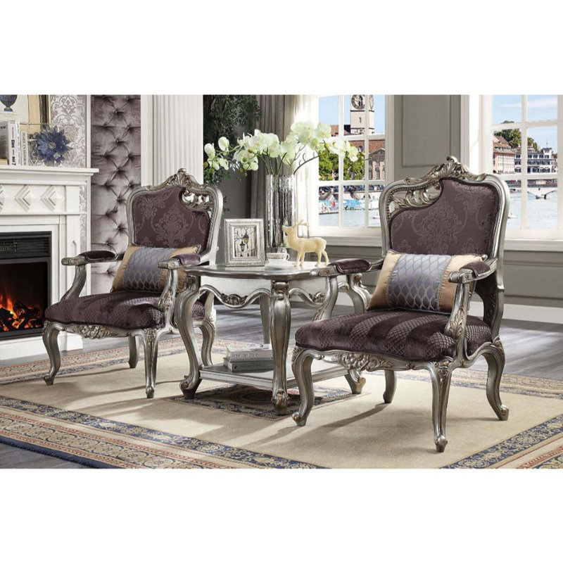 Fauteuil à rallonge de 27 po faisant face à la droite avec coussin Picardy, Velours mauve