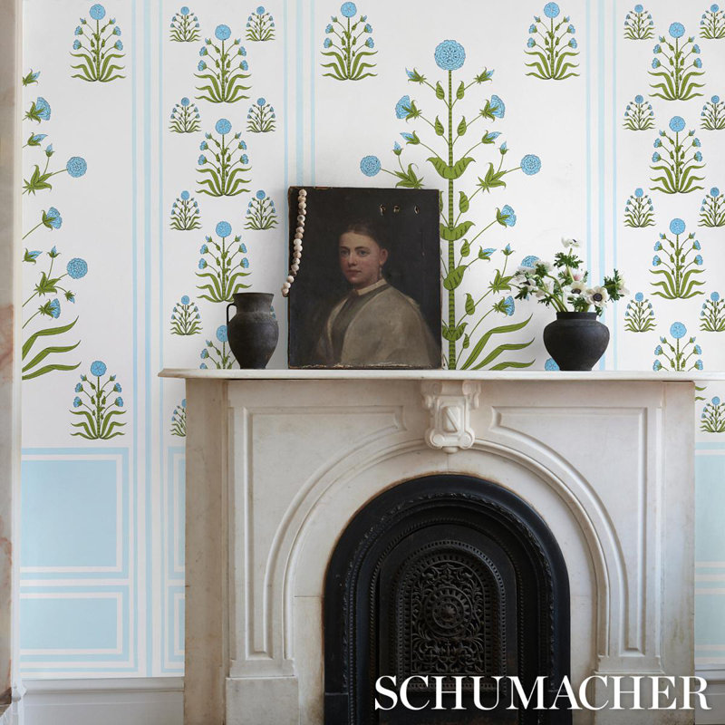 Schumacher x Marie-Anne Oudejans Royal Poppy Panel B, Blue