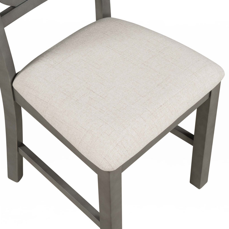 4 - Person Pedestal Dining Set, Gray, Gray, Gray/Beige
