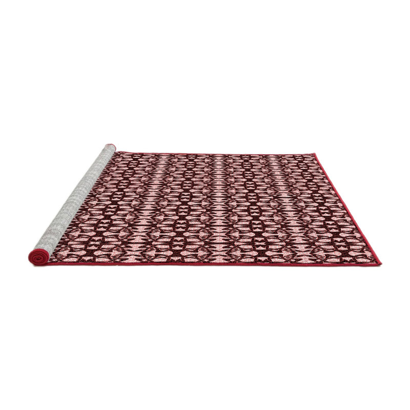 Tapis tissé à la machine en rouge, Rond 3 pi