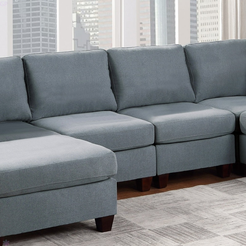 Ensemble de canapé modulaire modulaire 6 pièces pour salon modulaire en U 2K, Gris