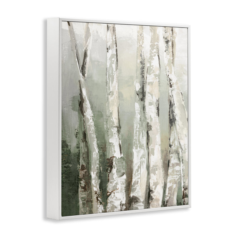Estampe numérique Birch Green Forest, design par Luna Mavis, H 30 po x l 24 po, Estampe numérique encadrée blanc bord de mer