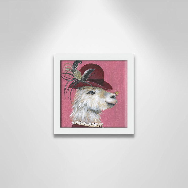Art sur toile llama, H 9 po x l 9 po x P 1,18 po, Cadre blanc