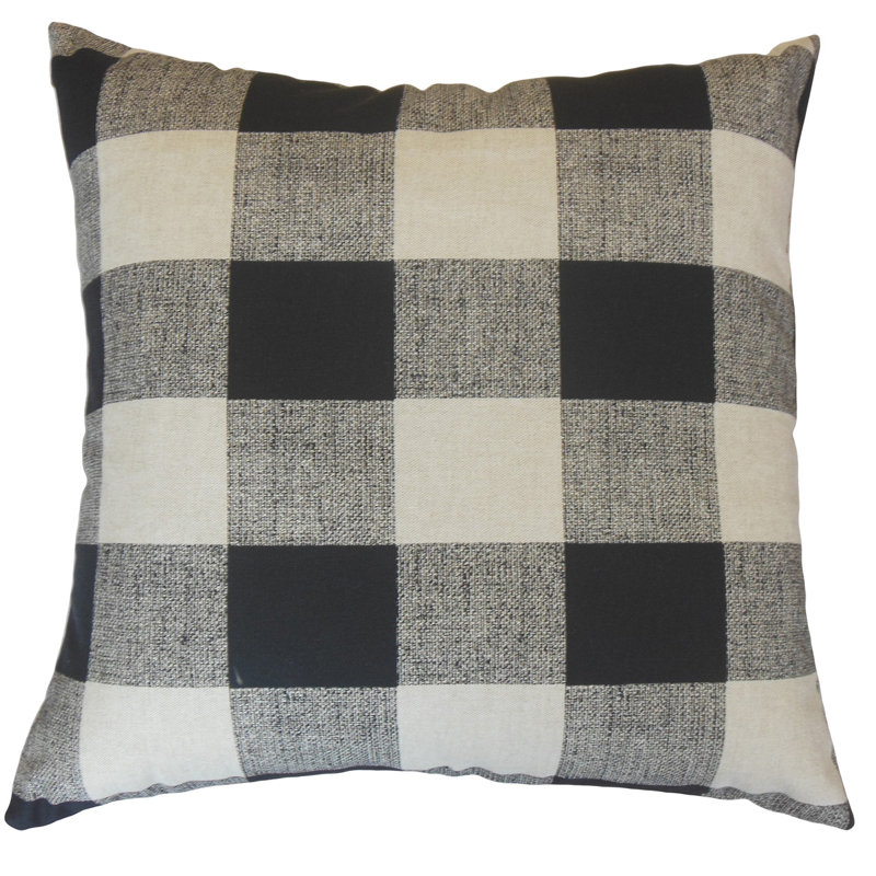 Coussin décoratif à carreaux Nakush, Hauteur (18 po) x largeur (18 po)