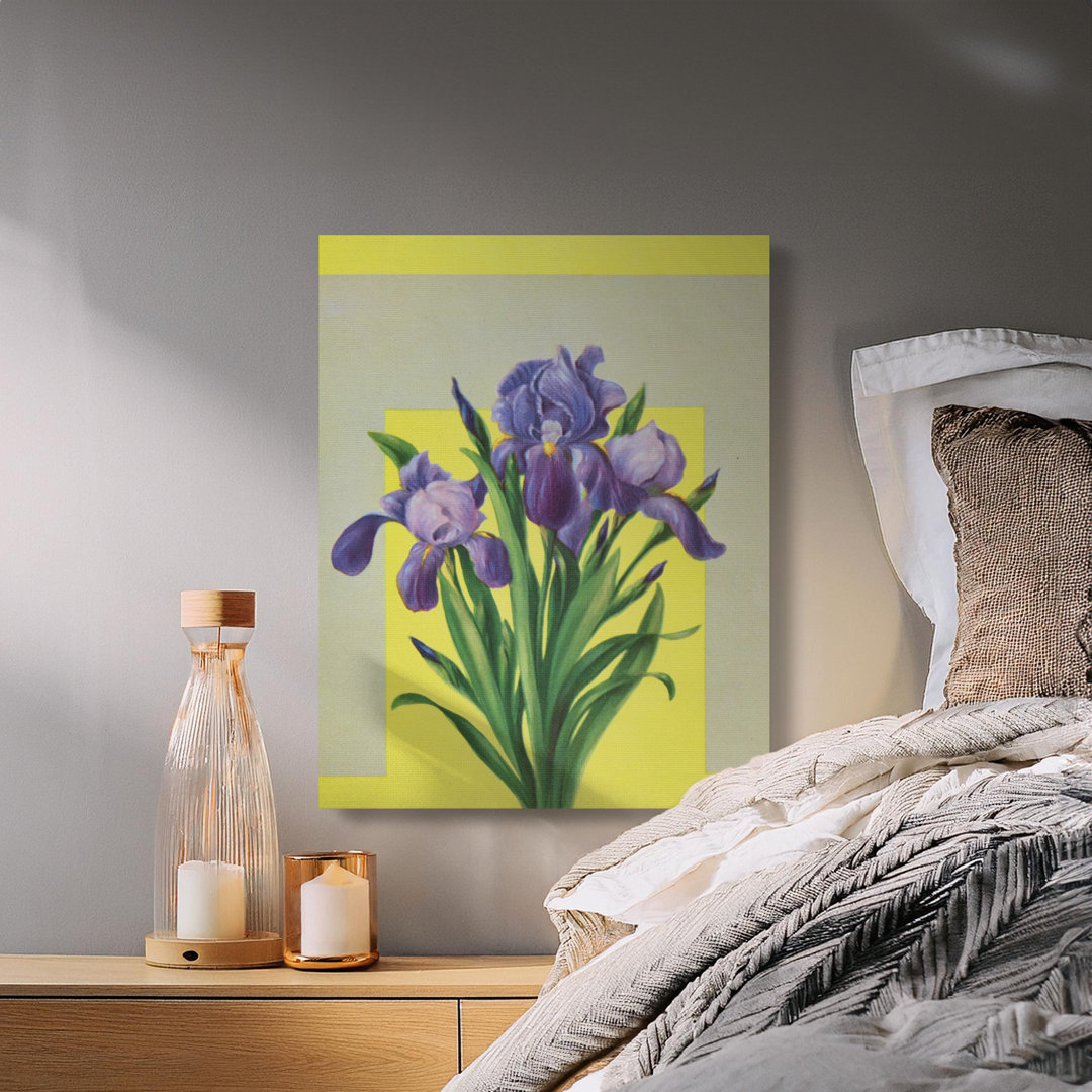 Vintage Purple Iris Botanical Canvas Print