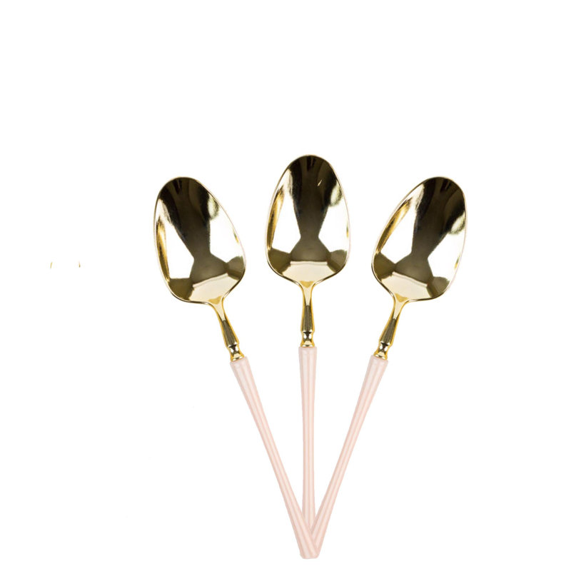 Cuillères à thé en plastique jetables éco-modernes rose et or Infinity Collection 20 invités