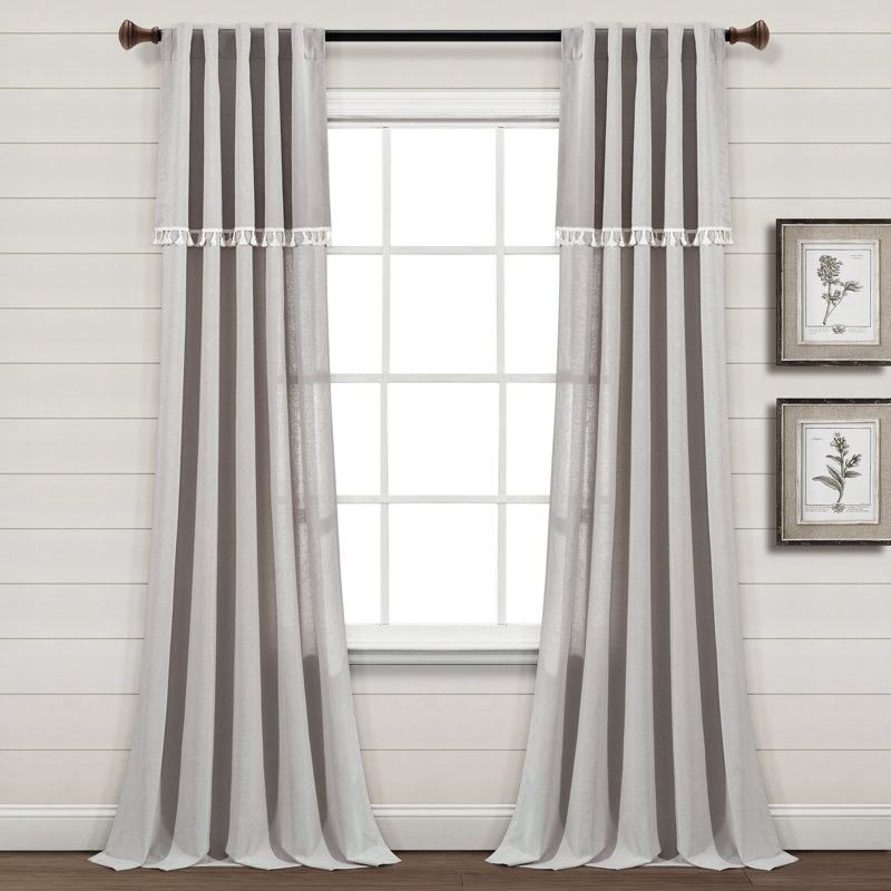 Cotton Blend Semi Sheer Curtain Pair, Gray