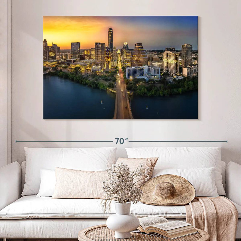 Austin City, coucher de soleil, H 34 po x l 51 po