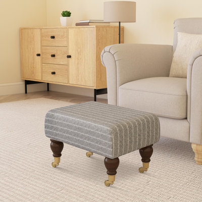Autryville Wood Caster Leg - Pinstripe Wool