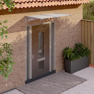 Vidaxl Door Canopy Grey And Transparent Polycarbonate