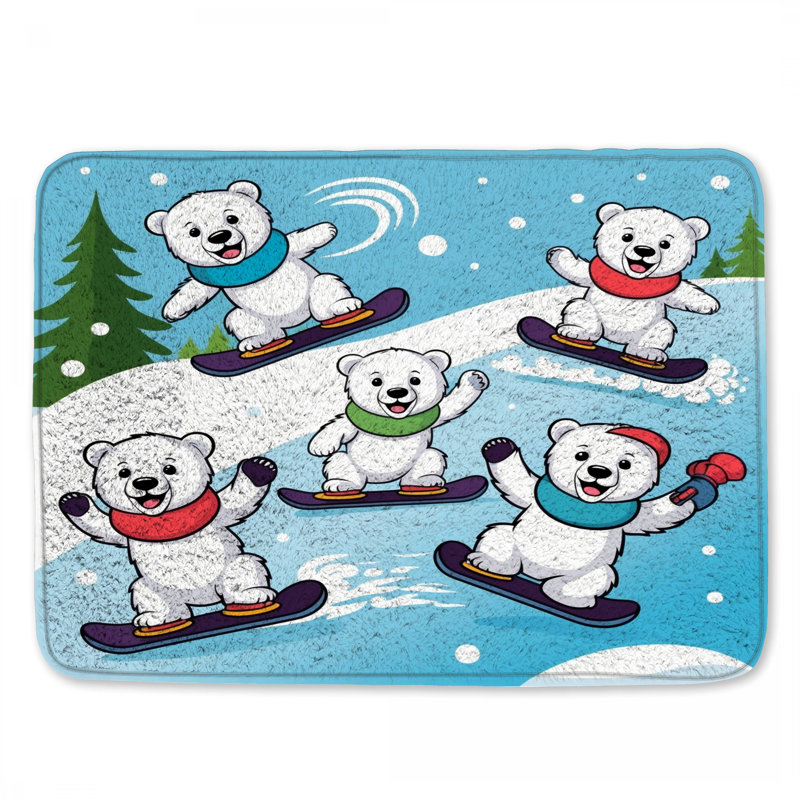 Tapis de bain polaire Snowboard, L 24 po x L 17 po