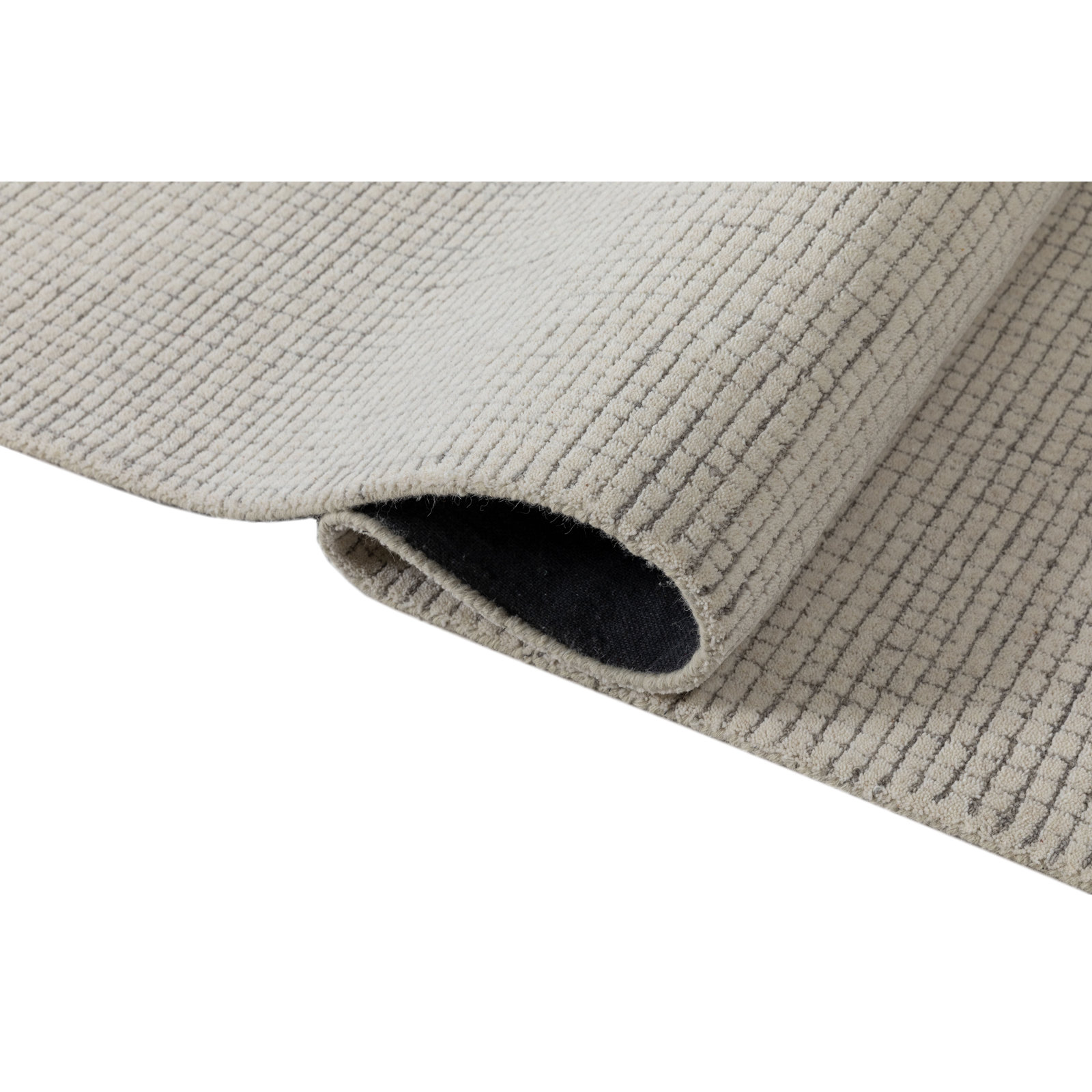 Hand-Tufted Striped Wool Rug, Rectangle 2' x 3', Ivory / Gray