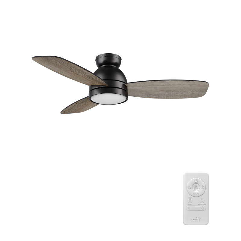 44" Irme 3-Blade  Flush Mount Modern Ceiling Fan with Light , Brown, Black