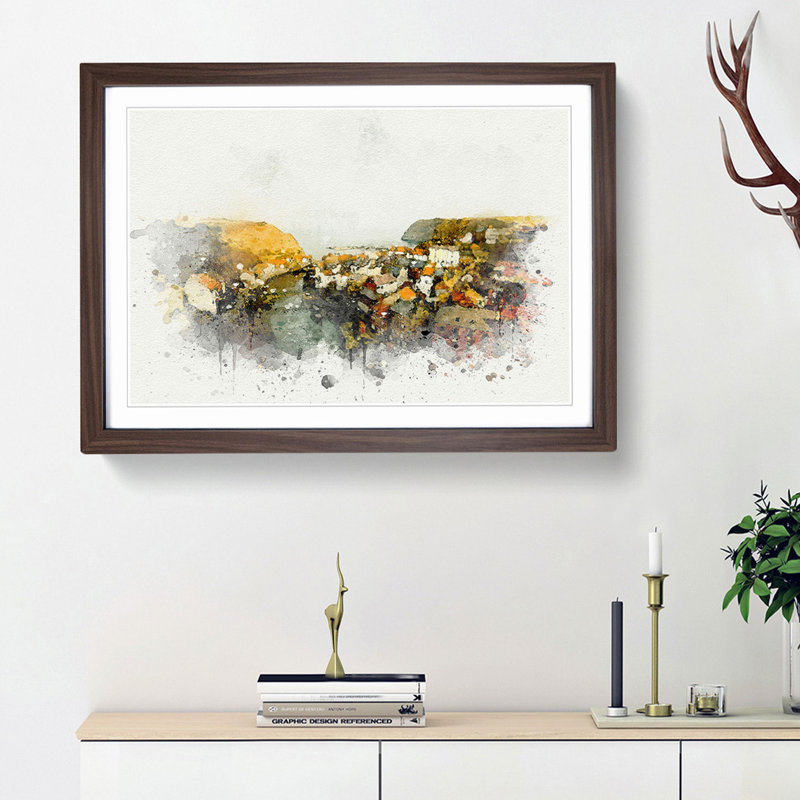 Staithes in North Yorkshire in Abstract - Framed Print, Walnut Framed, 27cm H x 36cm W x 2cm D