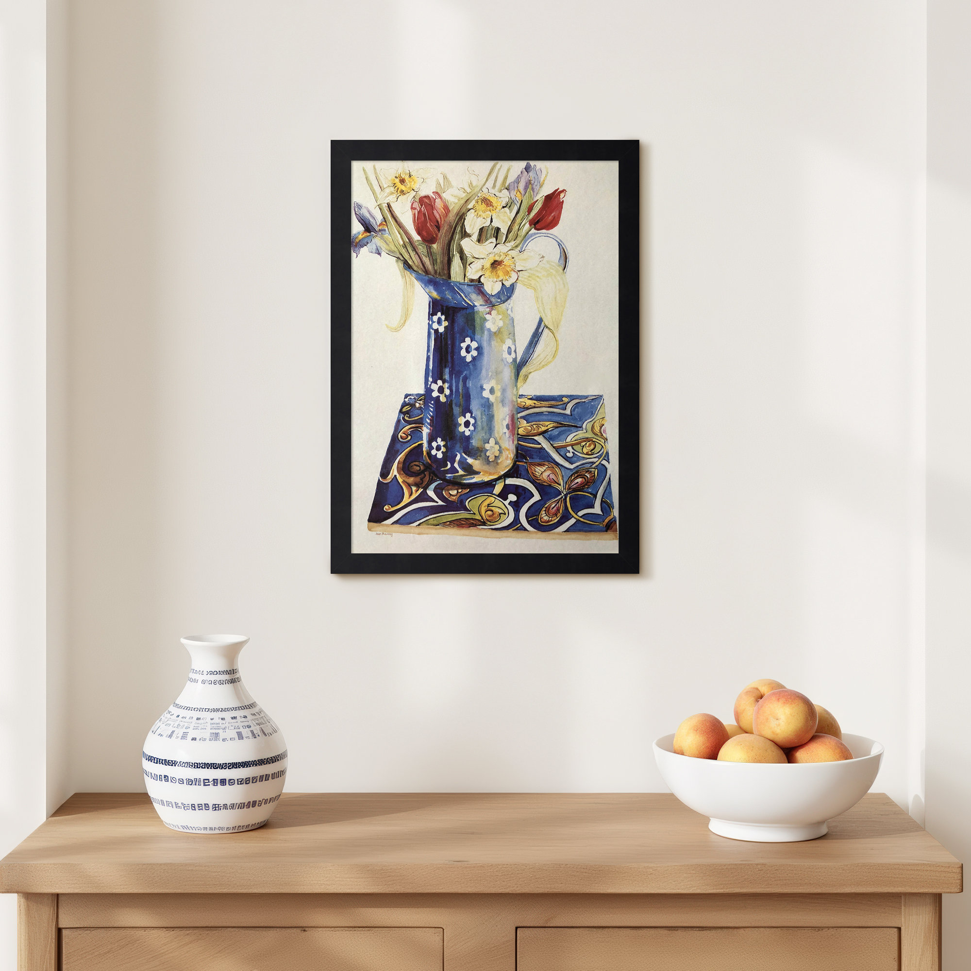 Tulips by Thewsey Joan, 17" H x 12" W x 1" D, Black