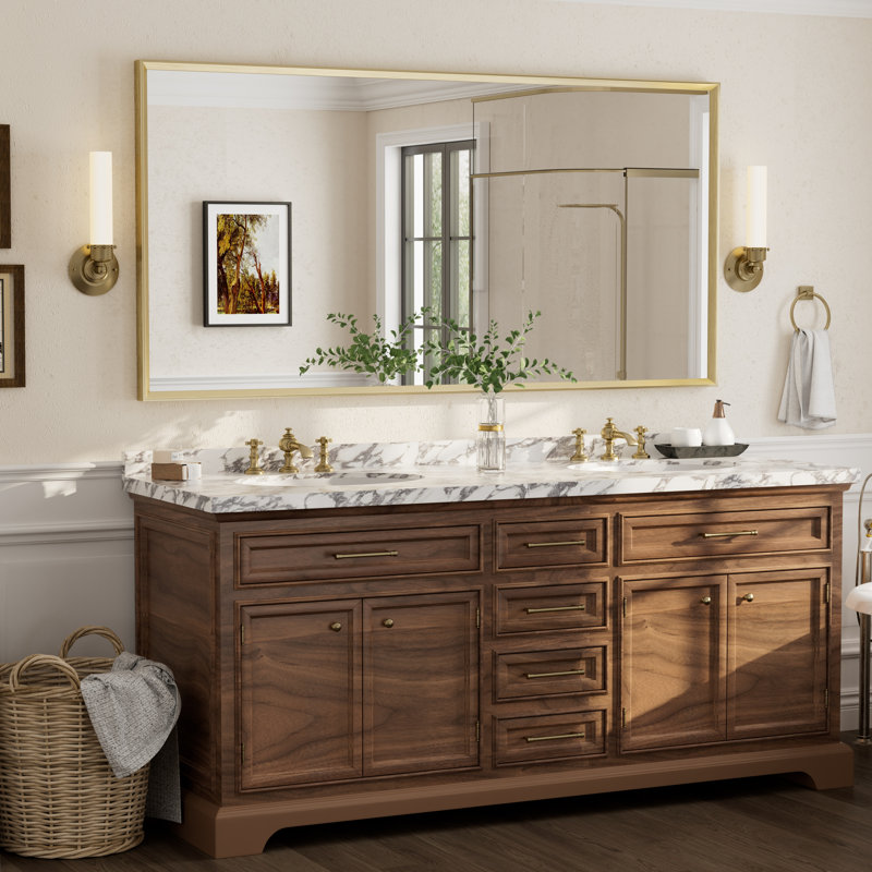 Miroir mural Amara, 72 po x 36 po, Brushed Gold