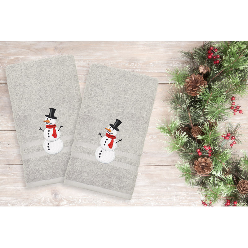 Snowman Turkish Cotton Hand Towel, Gray