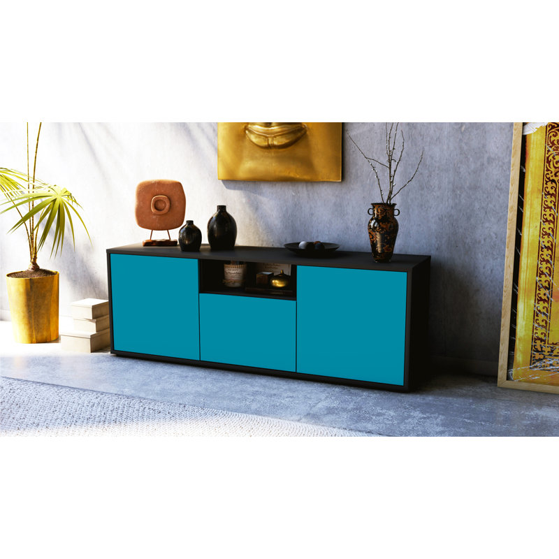 Wygant TV Stand, Turquoise / Matte Anthracite