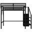 Lit mezzanine simple avec escalier et rangement intégré, moderne pour les petits espaces, escalier de rangement de 47,8 po de largeur, fabrication en métal,