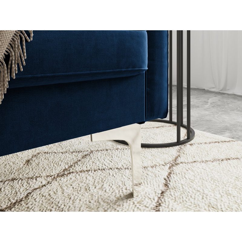 Maeesha 58" Velvet Square Arm Sofa Loveseat, Space Blue Velvet