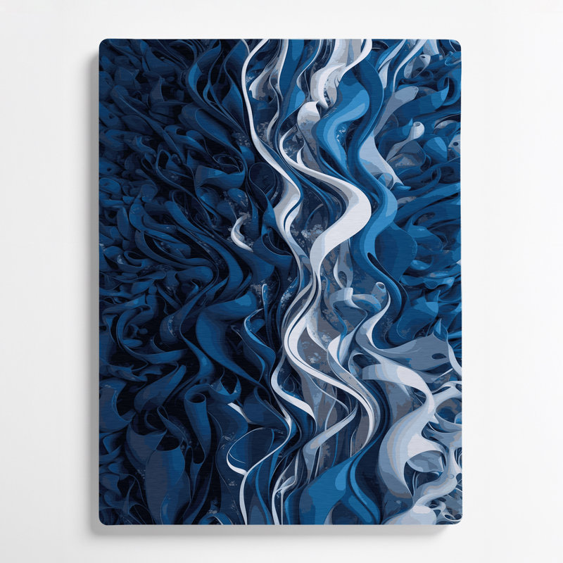 Art numérique mural abstrait en métal bleu 51, H 14 po x l 11 po