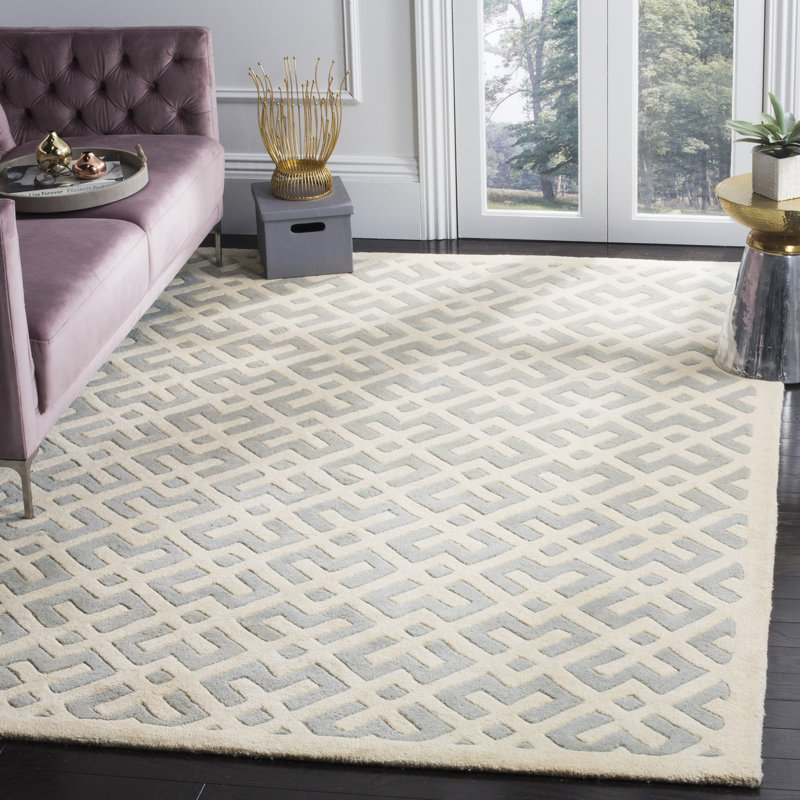 Deedie Hand Tufted Wool Geometric Rug, Rectangle 8'9" x 12'