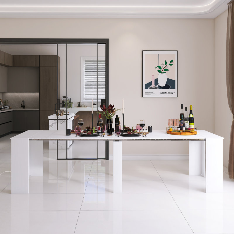 118.11" Multifunctional Extendable Rectangular Dining Table