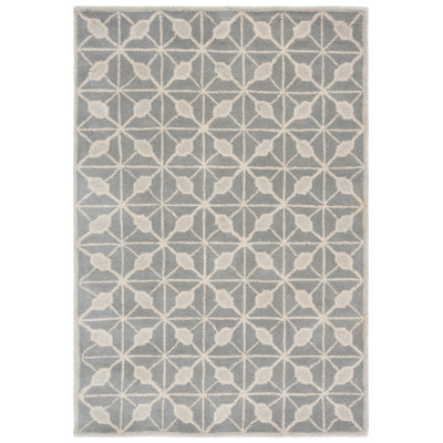 Tapis géométrique en laine touffeté à la main taupe