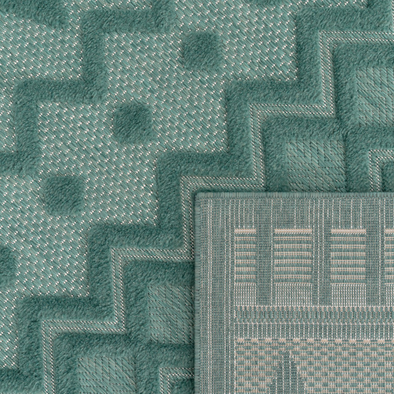 Tapis intérieur / extérieur en polypropylène tissé à la machine Jelany, Rectangle 3 pi 11 po x 5 pi 3 po