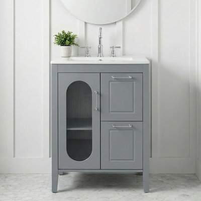 Meuble-lavabo simple 24 po avec lavabo, gris