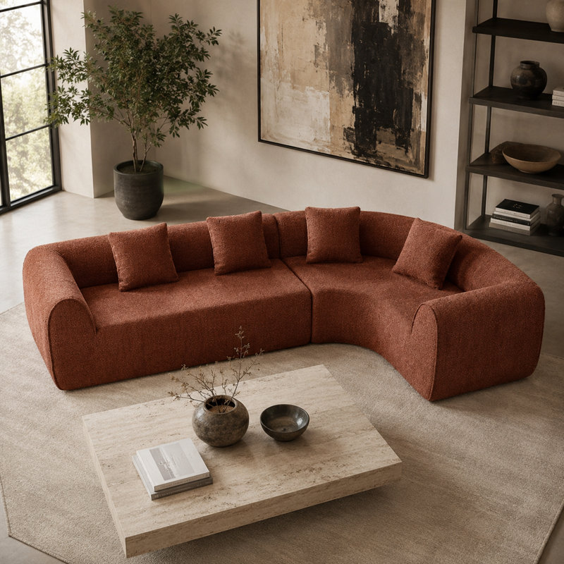 Canapé modulaire incurvé moderne en L 110 po, canapé 2 pièces avec éponge compressée haute densité, canapé en tissu faisant face à droite pour le salon, le salon et le bureau à domicile