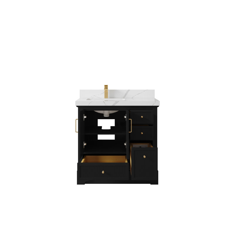 Alys 36'' Single Bathroom Vanity with Quartz Top, Calacatta Laza